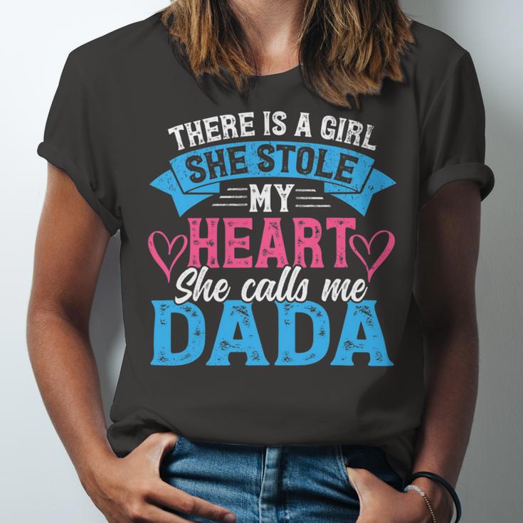 Mens Funny Fathers Day Shirt A Girl She Calls Me Dada Grandpa 7 Shirt Unisex Jersey Short Sleeve Crewneck Tshirt