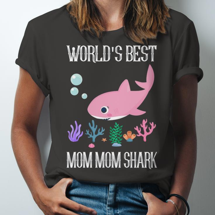 Mom Mom Grandma Gift Worlds Best Mom Mom Shark Unisex Jersey Short Sleeve Crewneck Tshirt