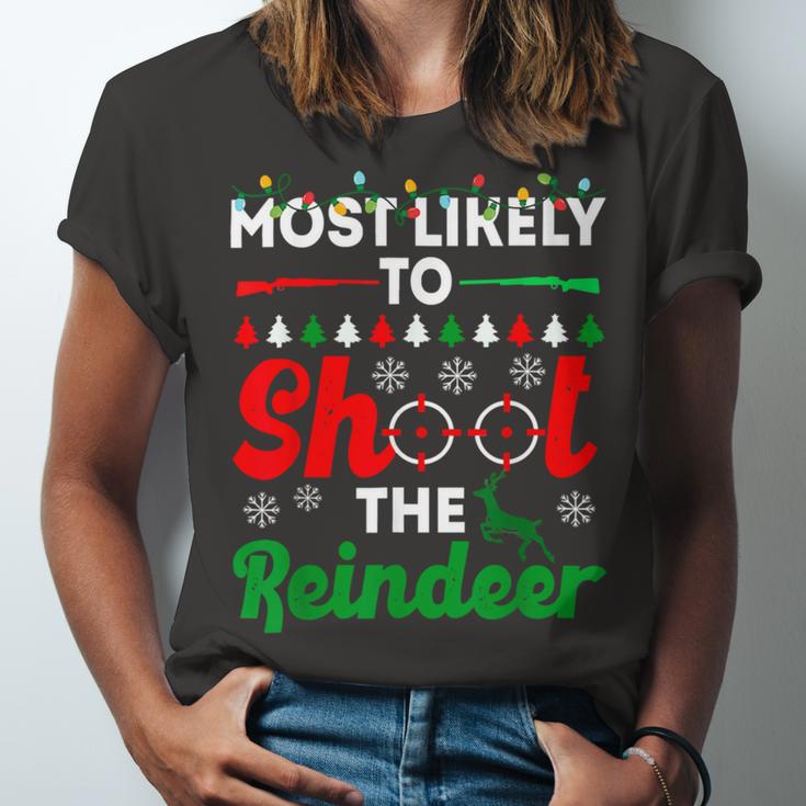 Most Likely To Shoot The Reindeer 556 Shirt Unisex Jersey Short Sleeve Crewneck Tshirt