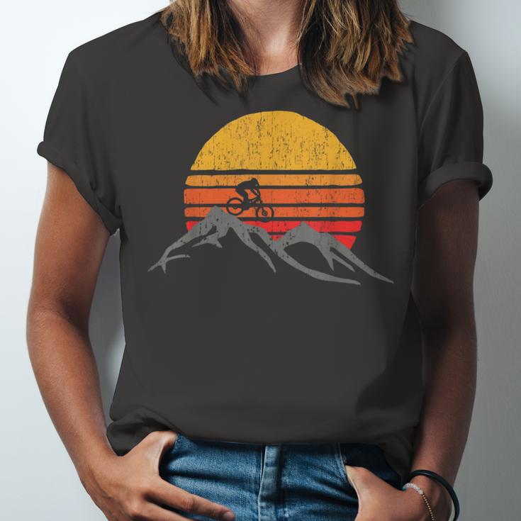 Mountain Bike Vintage Sunset Design Graphic 235 Trending Shirt Unisex Jersey Short Sleeve Crewneck Tshirt