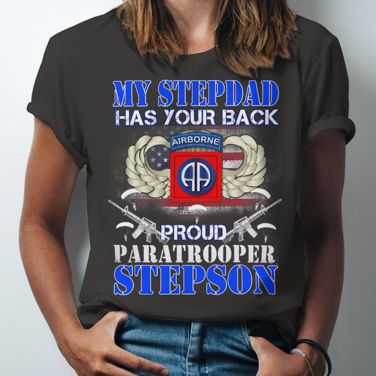 My Stepdad Has Your Back Proud Army 685 Shirt Unisex Jersey Short Sleeve Crewneck Tshirt