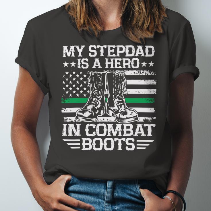 My Stepdad Is A Hero In Combat Boots 684 Shirt Unisex Jersey Short Sleeve Crewneck Tshirt