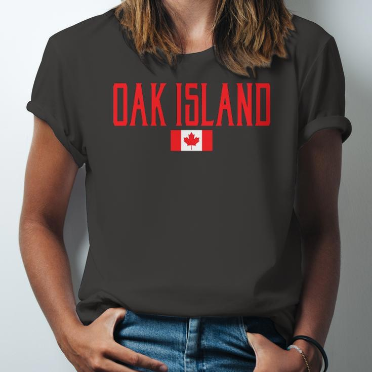Oak Island Canada Flag Vintage Red Text Jersey T-Shirt