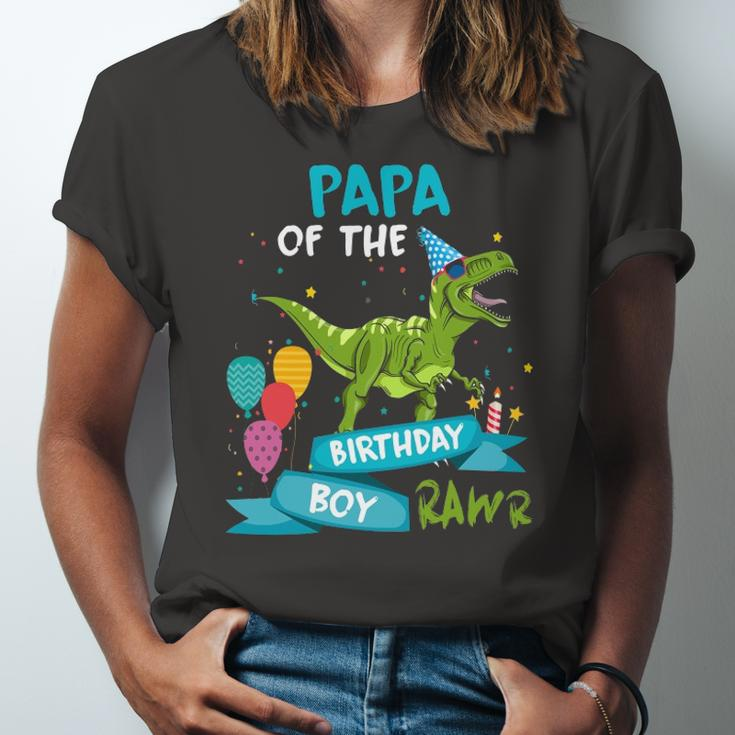 Papa Of The Birthday Boy Rawr Dinosaur Birthday Partyrex Jersey T-Shirt
