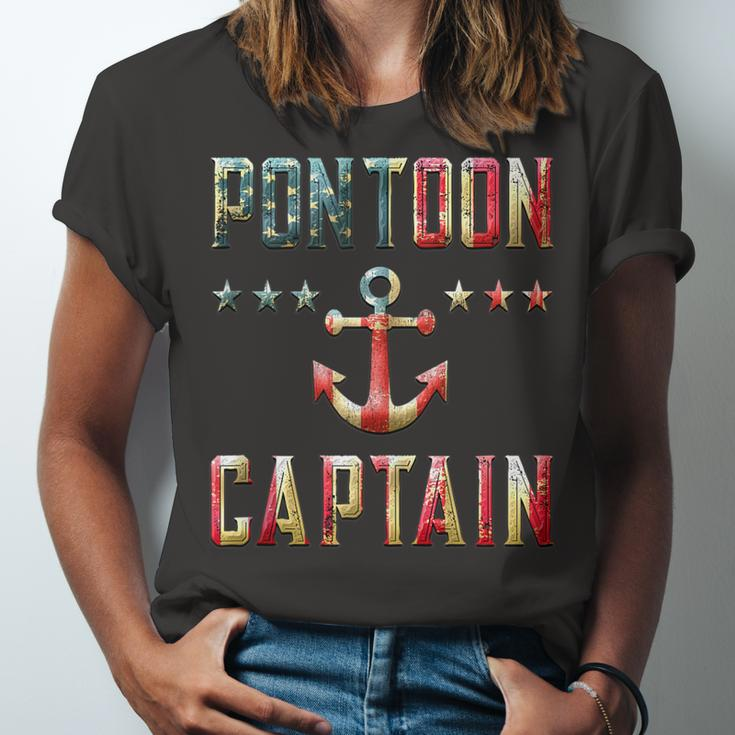 Patriotic Pontoon Captain Vintage Us Flag July 4Th Boating Unisex Jersey Short Sleeve Crewneck Tshirt