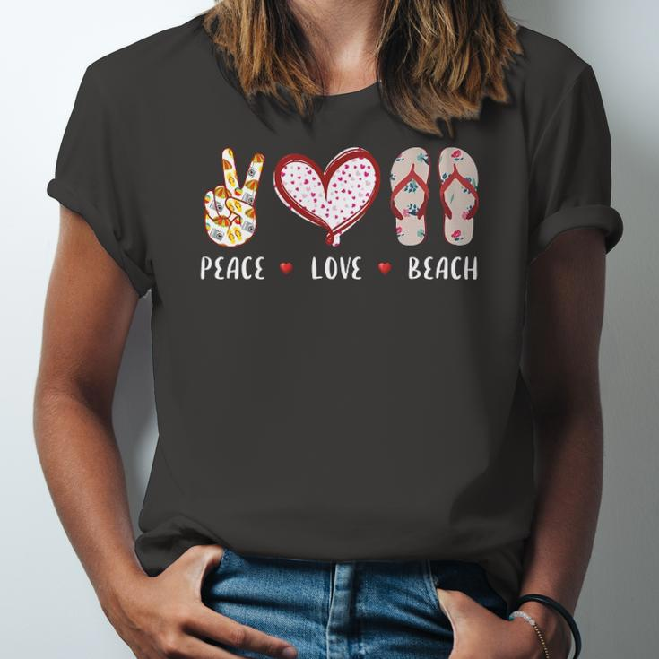 Peace Love Beach Summer Vacation Flip Flops Cruise Jersey T-Shirt