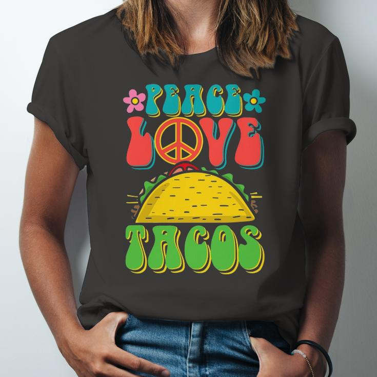 Peace Love Tacos Groovy For Retro Hippie Jersey T-Shirt