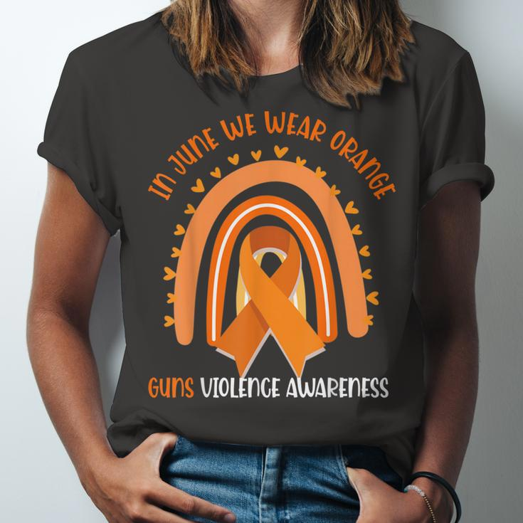 Rainbow In June We Wear Orange Gun Violence Awareness Jersey T-Shirt