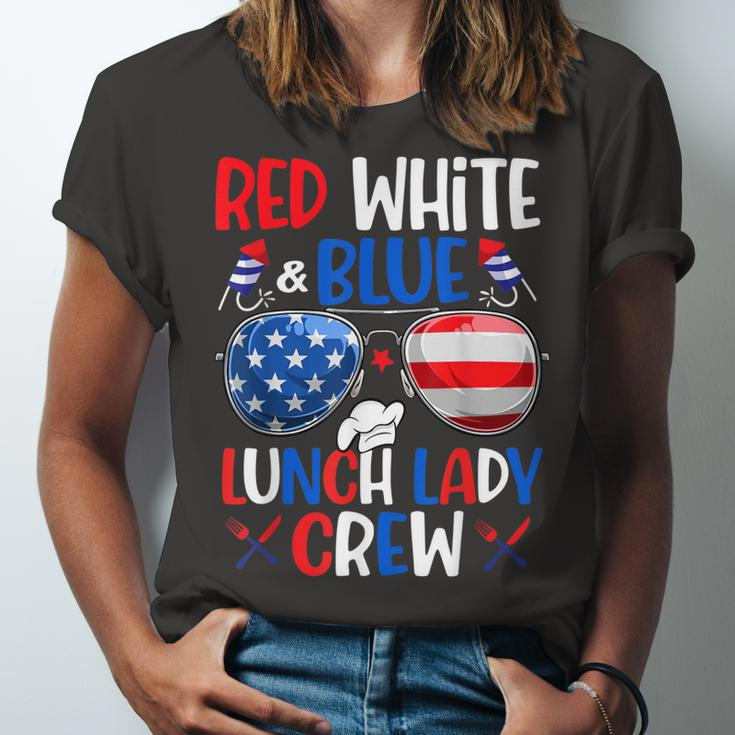 Red White Blue Lunch Lady Crew Sunglasses 4Th Of July Jersey T-Shirt