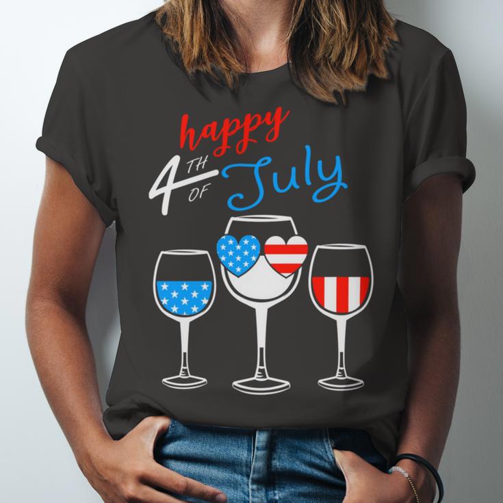 Red Wine Blue 4Th Of July Wine Red White Blue Wine Glasses V4 Unisex Jersey Short Sleeve Crewneck Tshirt