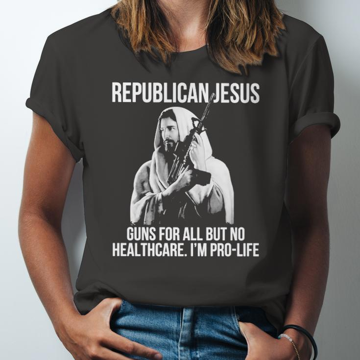 Republican Jesus Guns For All But No Healthcare I’M Pro-Life Jersey T-Shirt