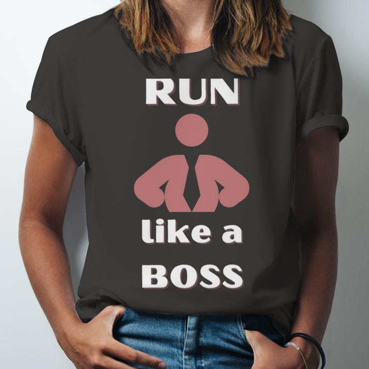 Run Like A Boss Funny Quote Unisex Jersey Short Sleeve Crewneck Tshirt