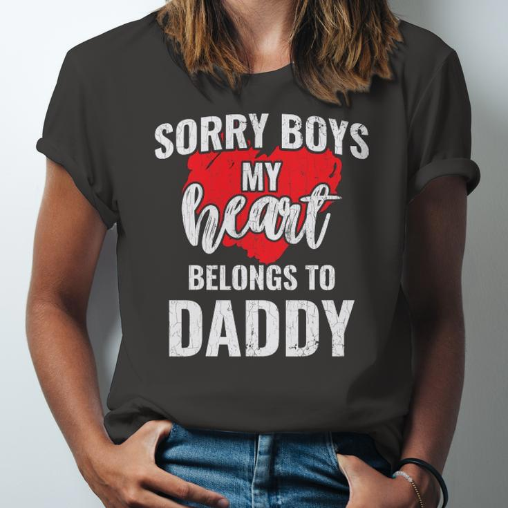 Sorry Boys My Heart Belongs To Daddy Kids Valentines Jersey T-Shirt