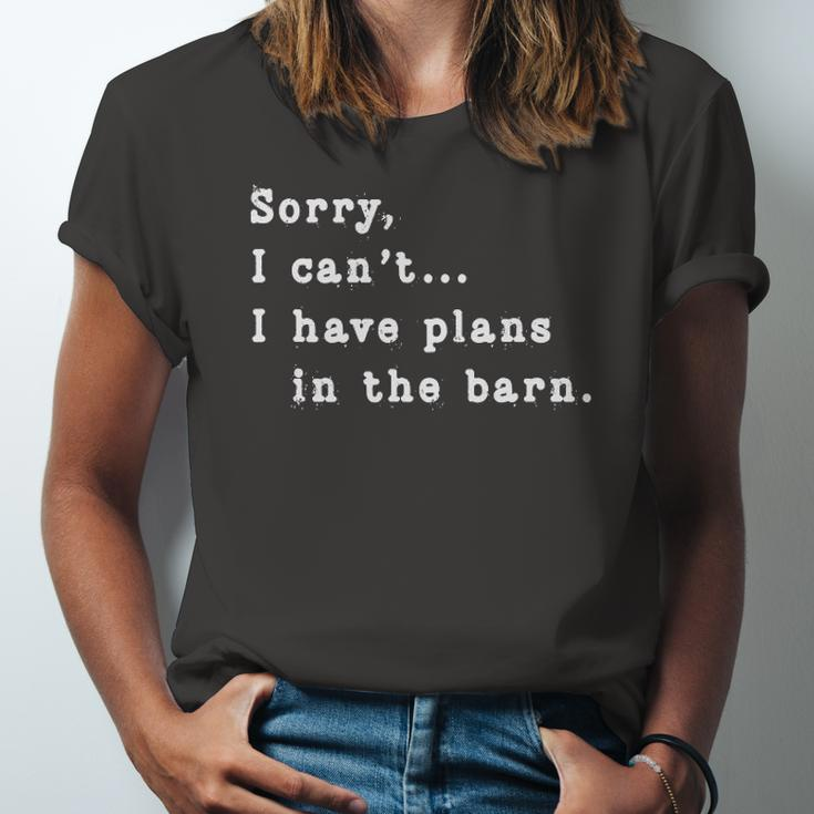 Sorry I Cant I Have Plans In The Barn Sarcasm Sarcastic Jersey T-Shirt