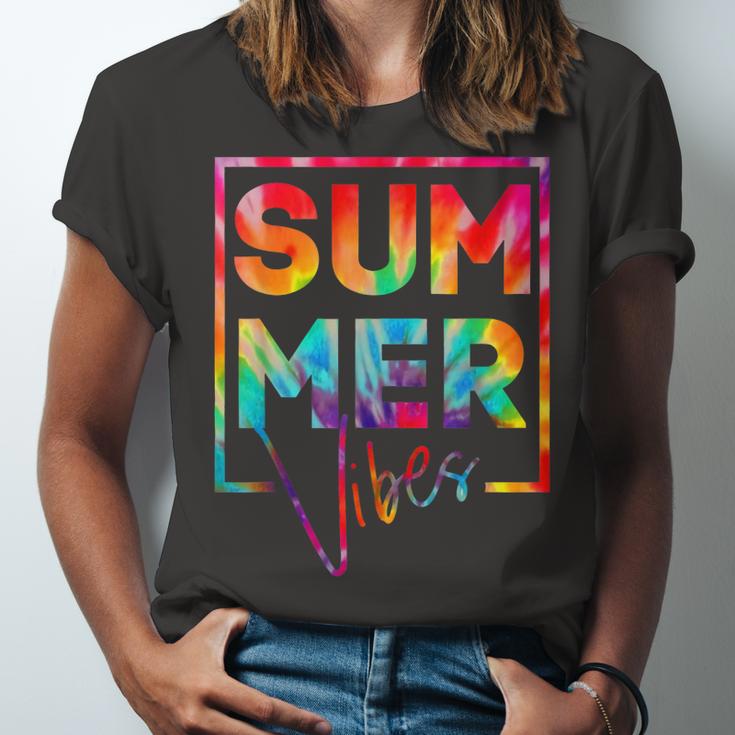 Summer Vibes Tie Dye Hello Summer Vacation Unisex Jersey Short Sleeve Crewneck Tshirt