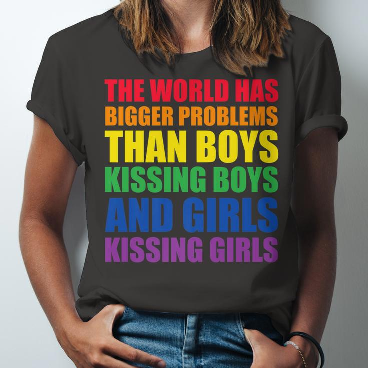 The World Has Bigger Problems Lgbt-Q Pride Gay Proud Ally Unisex Jersey Short Sleeve Crewneck Tshirt