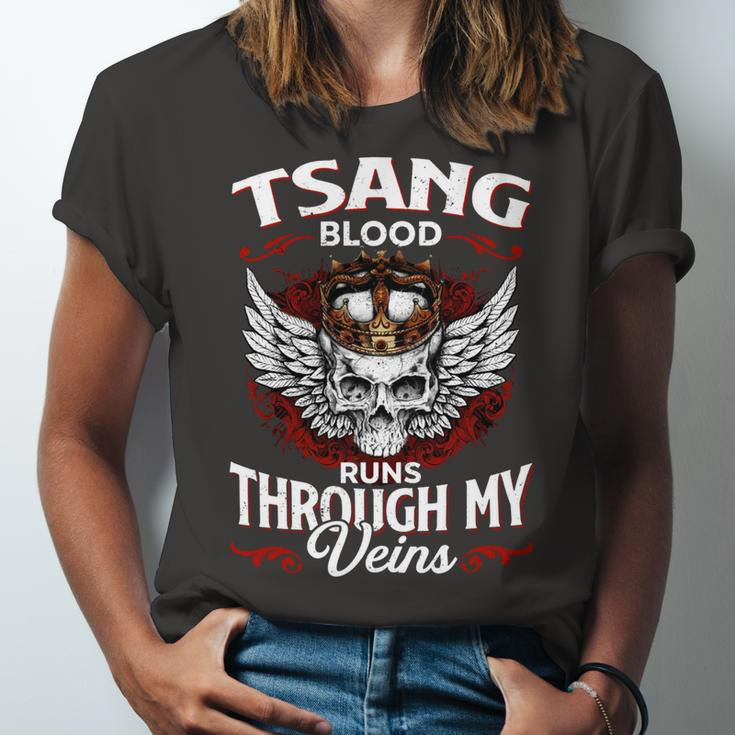 Tsang Blood Runs Through My Veins Name Unisex Jersey Short Sleeve Crewneck Tshirt