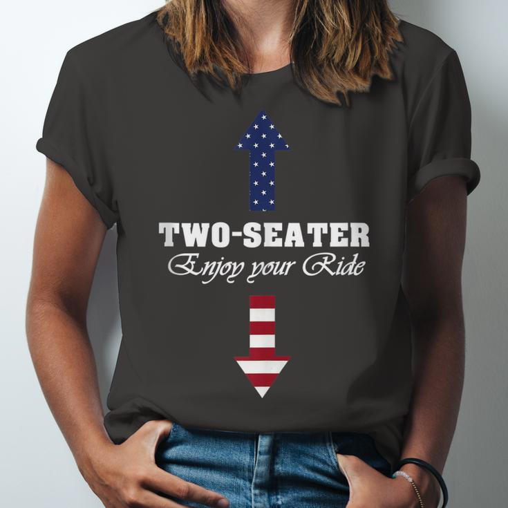 Two Seater Dad Joke American Flag 4Th Of July Motorbiking V2 Unisex Jersey Short Sleeve Crewneck Tshirt
