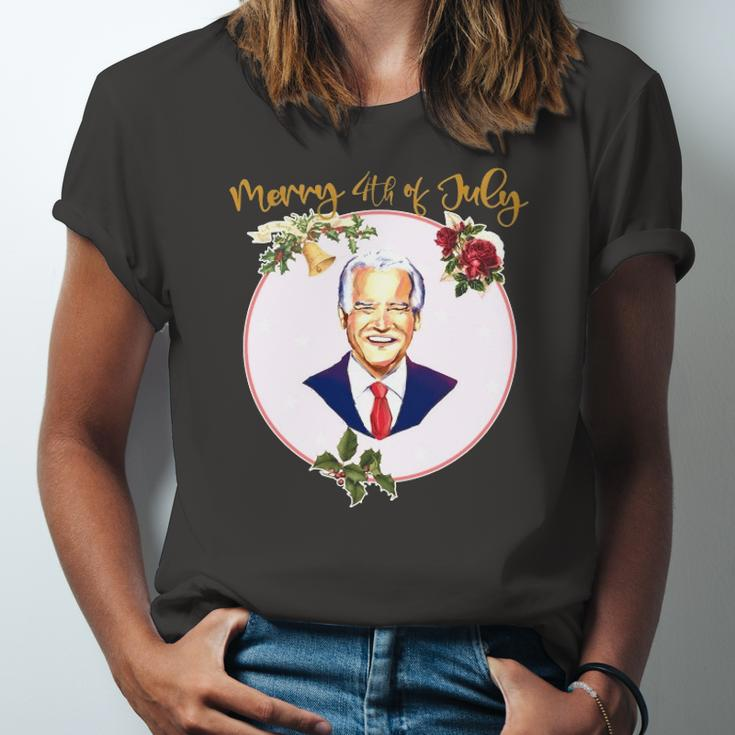 Ugly Christmas Vintage Joe Biden Merry 4Th Of July Jersey T-Shirt