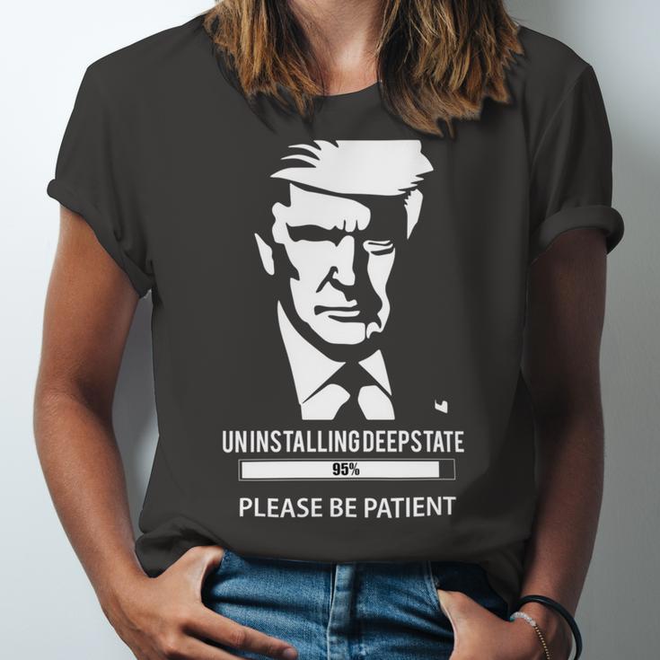 Ultra Maga Uninstalling Deep State Please Be Patient Funny Anti Biden Us Flag Pro Trump Trendy Unisex Jersey Short Sleeve Crewneck Tshirt