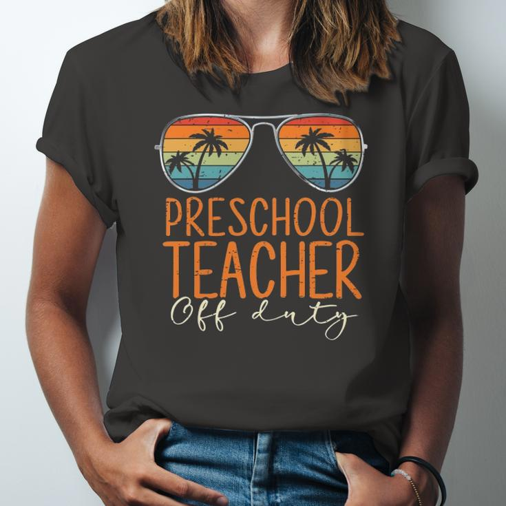 Vintage Preschool Teacher Off Duty Last Day Of School Summer Jersey T-Shirt