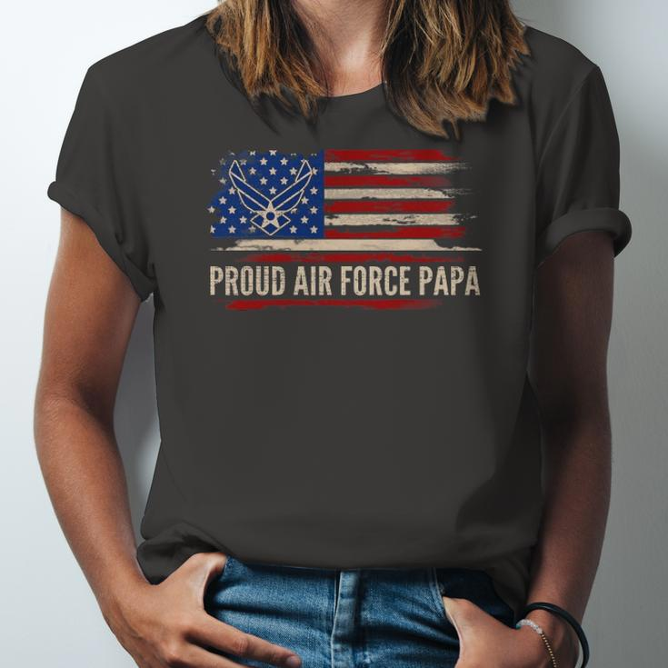 Vintage Proud Air Force Papa American Flag Veteran Jersey T-Shirt