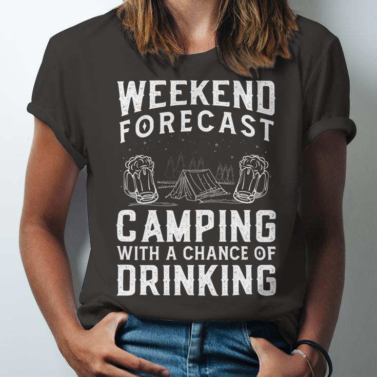 Weekend Forecast Camping With A Chance 22 Shirt Unisex Jersey Short Sleeve Crewneck Tshirt