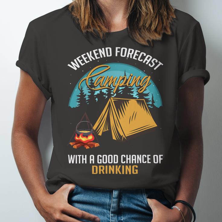 Weekend Forecast Camping With A Good 15 Shirt Unisex Jersey Short Sleeve Crewneck Tshirt