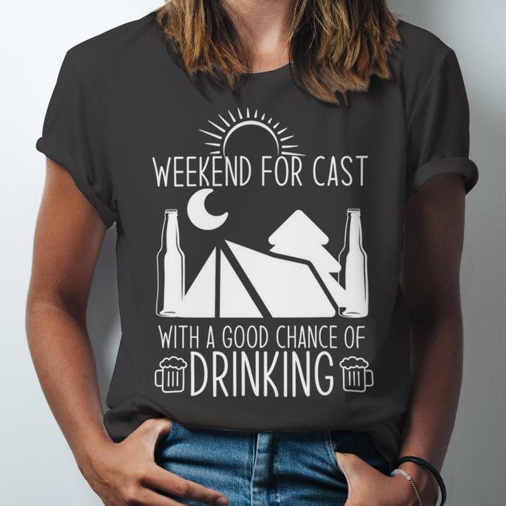 Weekend Forecast Camping With A Good 17 Shirt Unisex Jersey Short Sleeve Crewneck Tshirt