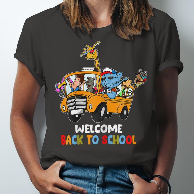 Welcome Back To School Zoo Animal Bus 477 Shirt Unisex Jersey Short Sleeve Crewneck Tshirt