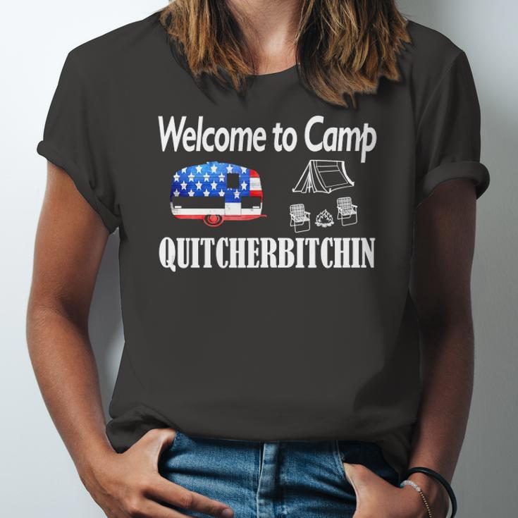 Welcome To Camp Quitcherbitchin 4Th Of July Camping Jersey T-Shirt