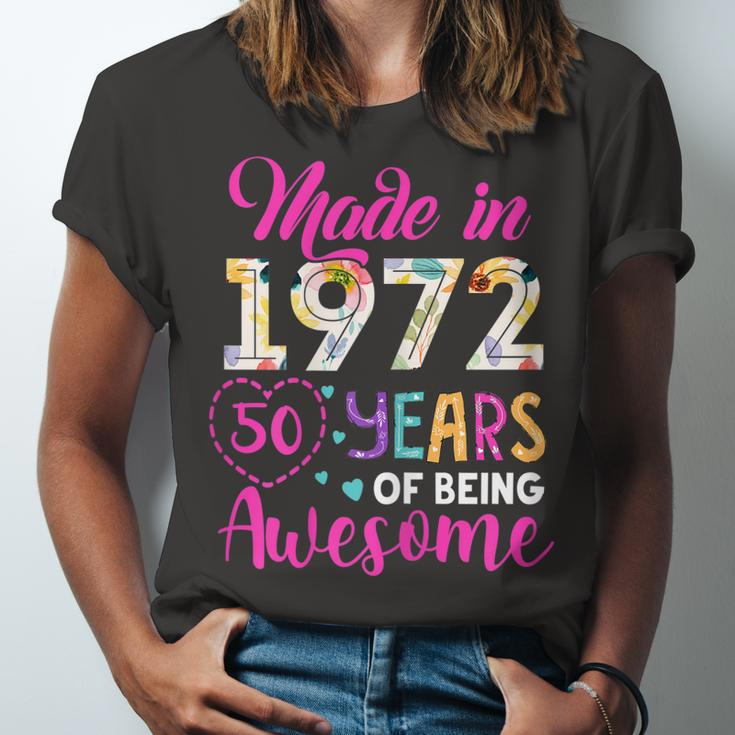 Womens 50 Year Of Being Awesome Made In 1972 Birthday Gifts Vintage Unisex Jersey Short Sleeve Crewneck Tshirt