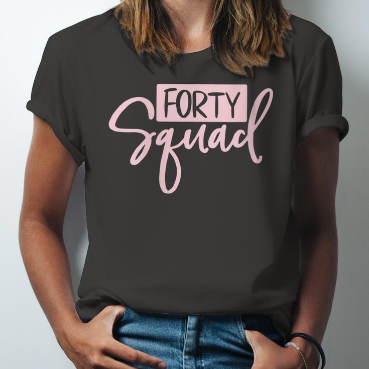 Womens Forty Squad Forty Af Dad Mom 40Th Birthday Matching Outfits Unisex Jersey Short Sleeve Crewneck Tshirt
