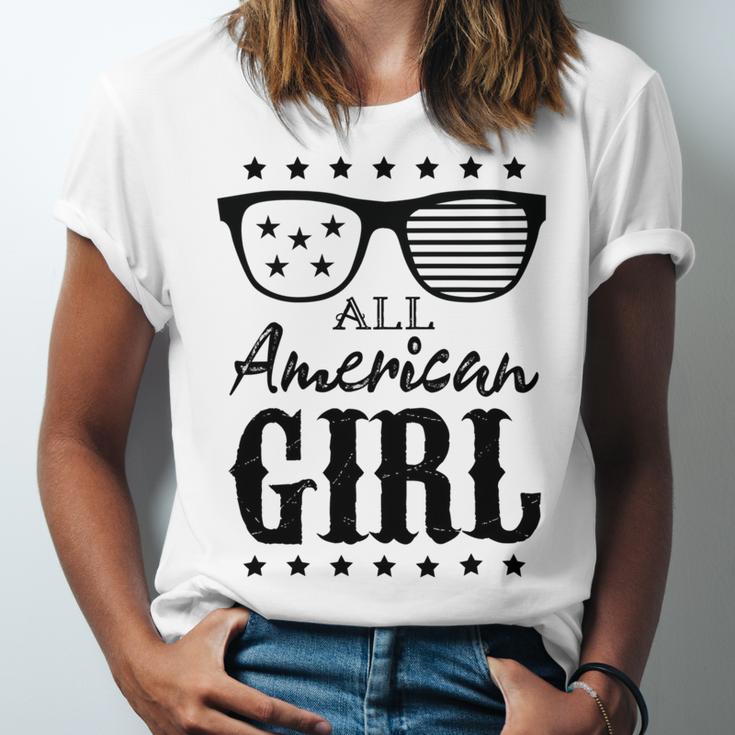 All American Girl 4Th Of July Family Matching Sunglasses Unisex Jersey Short Sleeve Crewneck Tshirt