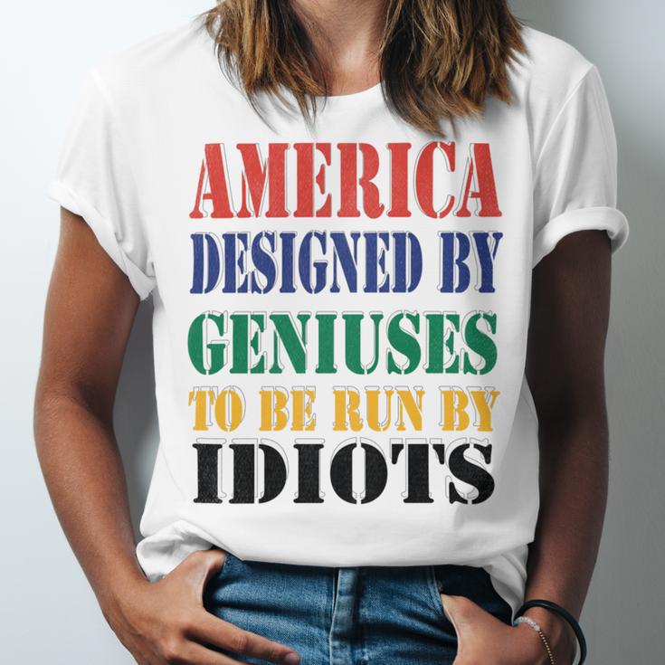 America Designed By Geniuses To Be Run By Idiots Impeach 46 Joe Biden Essential Tshirt Unisex Jersey Short Sleeve Crewneck Tshirt