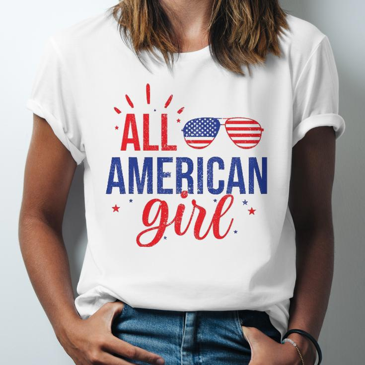 All American Girl 4Th Of July Girls Kids Sunglasses Jersey T-Shirt