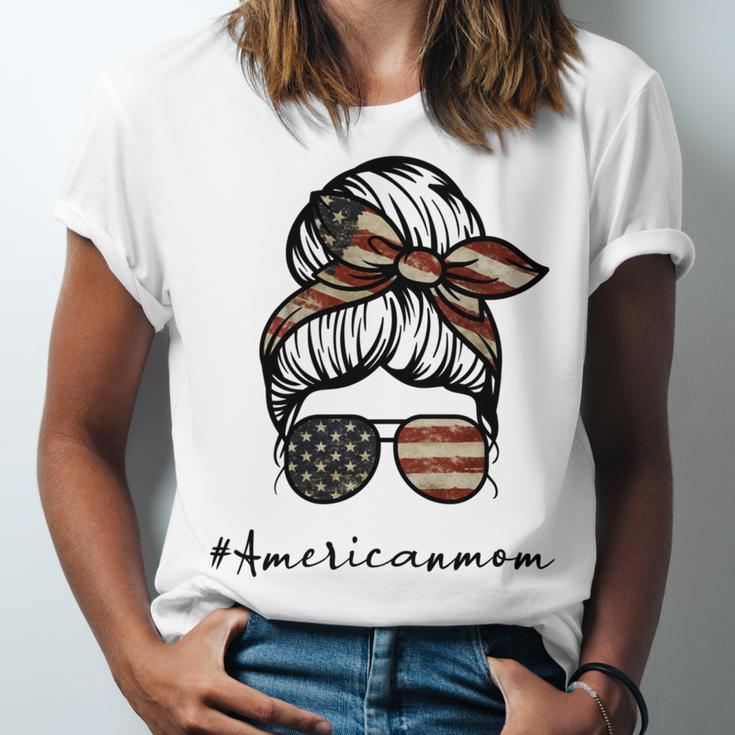 American Mom Great American Flag Sunglasses Mom Mothers Day Unisex Jersey Short Sleeve Crewneck Tshirt