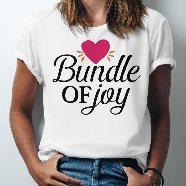 Baby Shower Text Design Bundle Of Joy Heart Unisex Jersey Short Sleeve Crewneck Tshirt