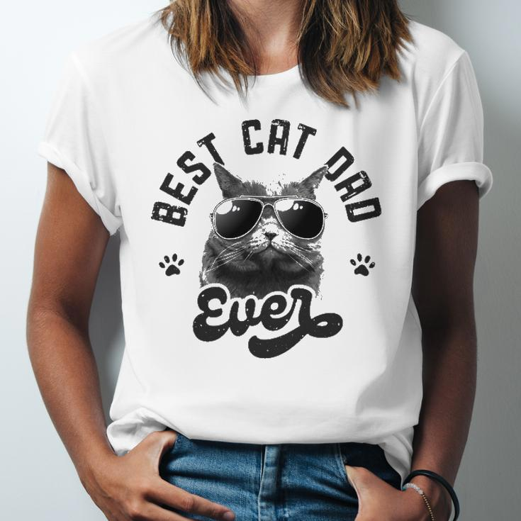 Best Cat Dad Ever Daddy Fathers Day Retro Vintage Jersey T-Shirt