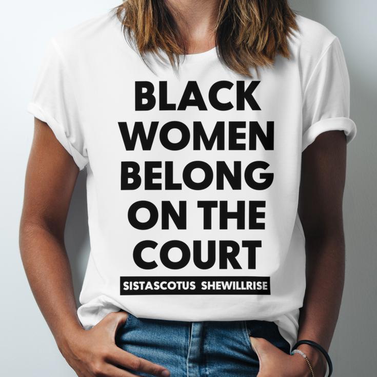 Black Women Belong On The Court Unisex Jersey Short Sleeve Crewneck Tshirt