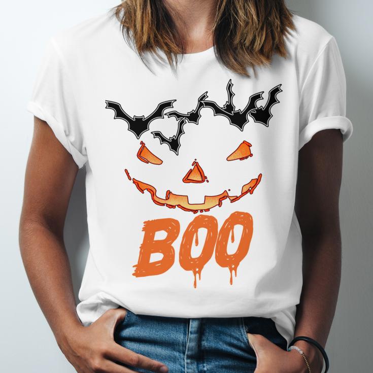 Boo Scary Pumpkin Face Unisex Jersey Short Sleeve Crewneck Tshirt