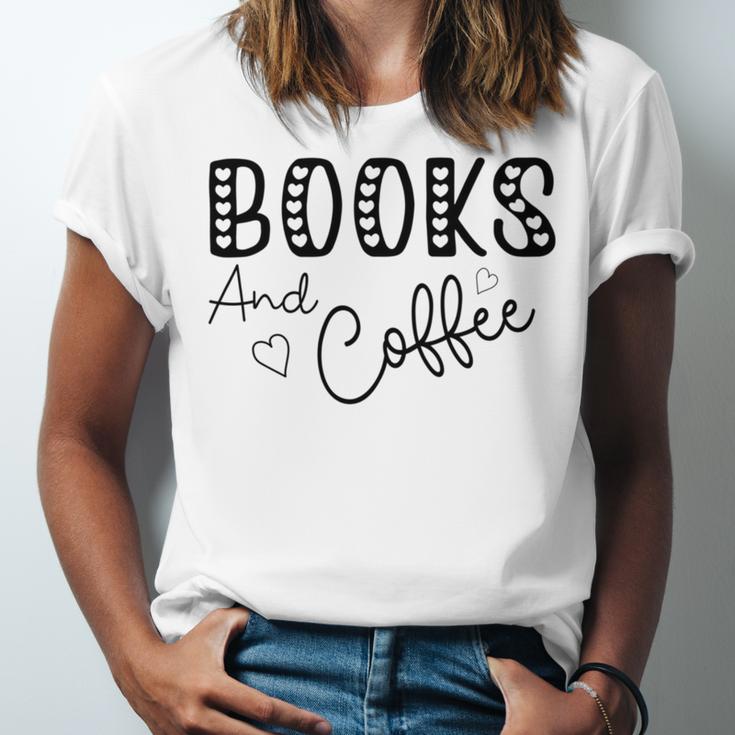 Books And Coffee Books Lover Tee Coffee Lover Gift For Books Lover Gift For Coffee Lover Gift For Women Unisex Jersey Short Sleeve Crewneck Tshirt