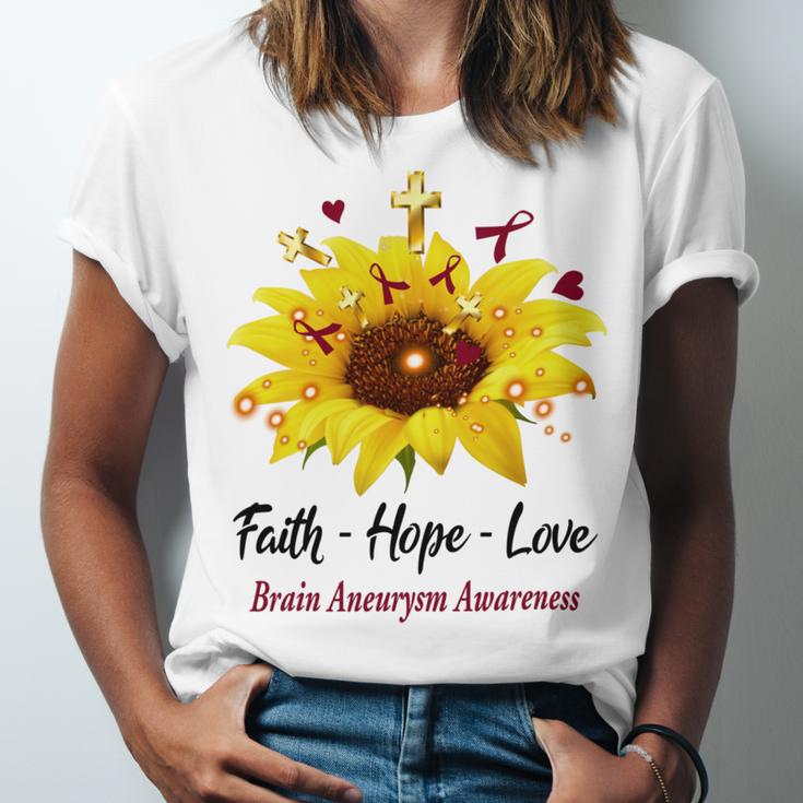 Brain Aneurysm Awareness Faith Hope Love Unisex Jersey Short Sleeve Crewneck Tshirt