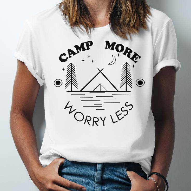 Camp More Worry Less Camping Lovers Unisex Jersey Short Sleeve Crewneck Tshirt