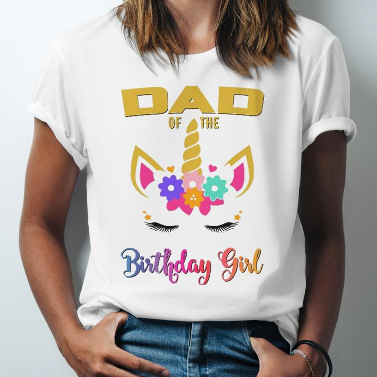 Dad Of The Birthday Girl Unicorn Matching Jersey T-Shirt