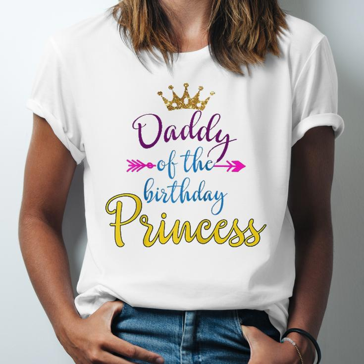 Daddy Of The Birthday Princess Matching Raglan Baseball Tee Jersey T-Shirt
