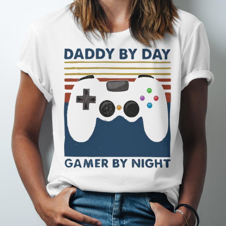 Daddy By Day Gamer By Night 250 Shirt Unisex Jersey Short Sleeve Crewneck Tshirt