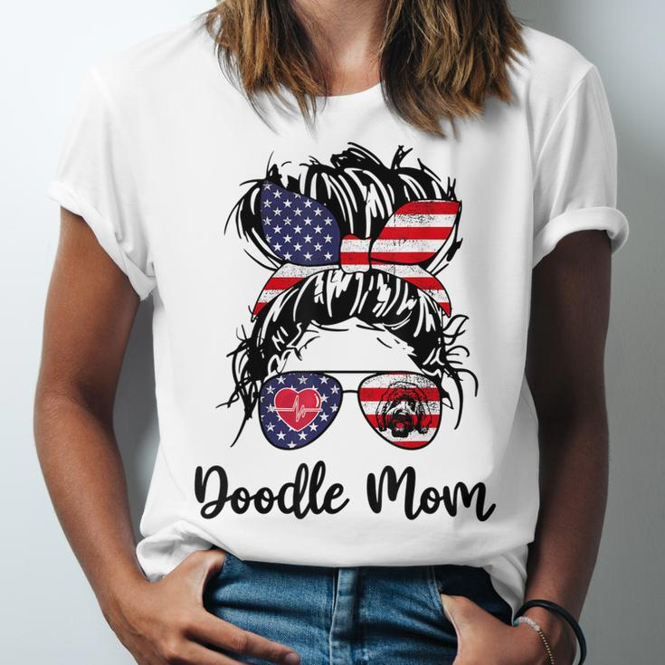 Doodle Mom Happy 4Th Of July American Flag Day Unisex Jersey Short Sleeve Crewneck Tshirt