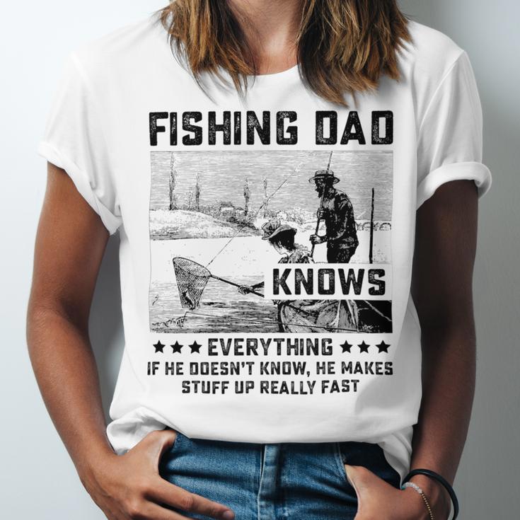 Fishing Dad Knows Everything Old Man Unisex Jersey Short Sleeve Crewneck Tshirt