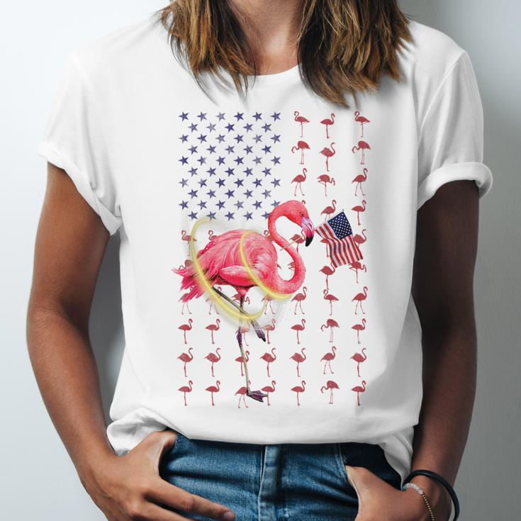 Flamingo American Usa Flag 4Th Of July Patriotic Funny Unisex Jersey Short Sleeve Crewneck Tshirt